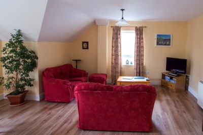 Living area in the first floor apartment at Árasáin Bhalor - 4 Star Self Catering Apartments & House, Falcarragh, County Donegal, Ireland