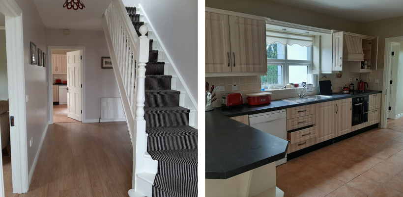 Entrance hallway and kitchen in Suaimhneas house, Árasáin Bhalor - 4 Star Self Catering Apartments & Houses, Falcarragh, County Donegal, Ireland
